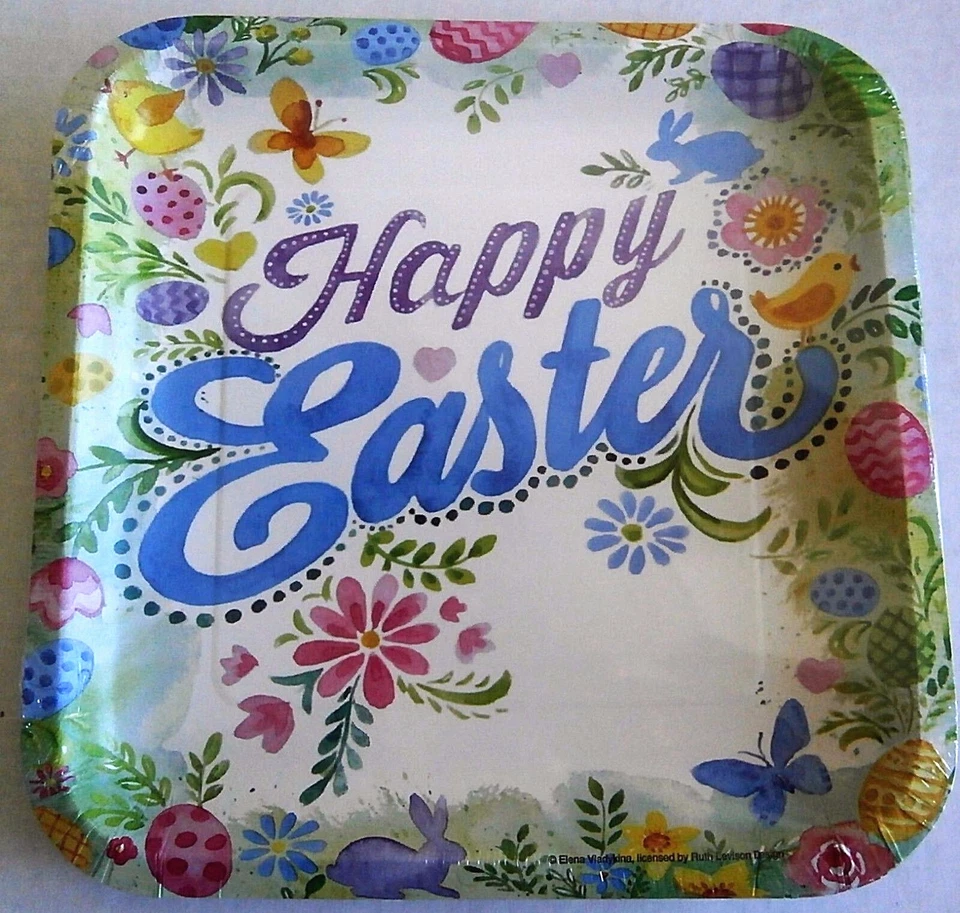 EASTER Paper Plates ~ 8 Ct ~ 9 1/8" Plates ~ HAPPY EASTER - Image 1 of 1