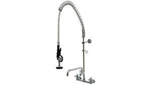 20"-35" Commercial Pre-rinse Faucet Wall Mount Sink Faucet 8" w/ Sprayer - Picture 1 of 8