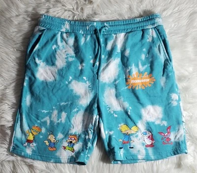 Pantalones cortos de pijama NICKELODEON para hombre grandes L verde azulado tie dye elástico con cordón Foto 1 de 4