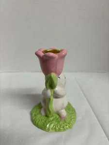 Hallmark einzelner weißer Hase Kerzenhalter Frühlingsfarben EUC - Bild 1 von 5