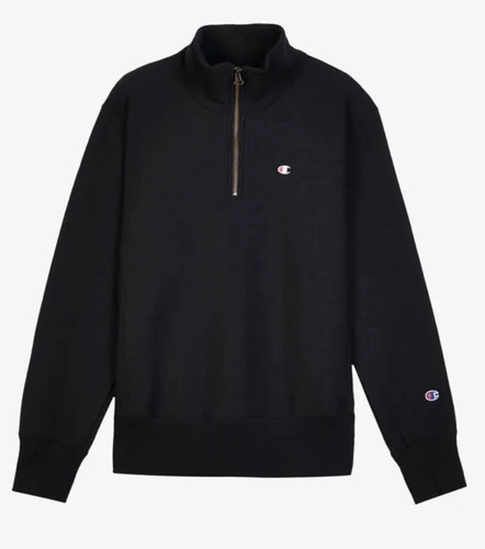 Style années 90 Champion tissage inversé lavé 1/4 zip noir logo moyen rare suprême