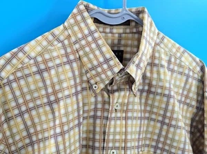 Robert Talbott Men's Gold Plaid Carmel Design Button Down Dress Shirt Sz. Lg EUC - Picture 1 of 8