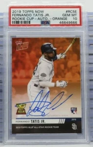 2019 Topps Now Fernando Tatis Jr. Rookie Card Cup Orange RC Auto /5 PSA 10 POP 1 - Picture 1 of 2
