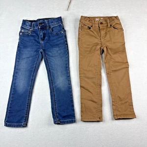 Boys Wonder Nation Jeans Lot of 2, Size 4 Slim, Blue, Brown, Adjustable Waist - Picture 1 of 20