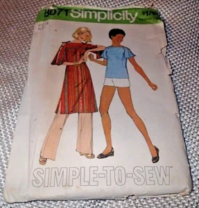 VINTAGE SIMPLICITY PATTERN 8071 ~ MISSES PANTS SHORTS TOP TUNIC ~ SIZE 12 *UNCUT - Picture 1 of 1