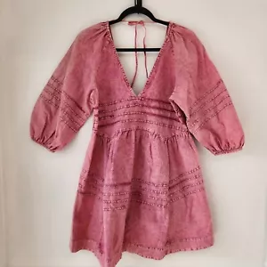 Abito Free People Sweet Surrender rosa denim festival rodeo donna nuovo con etichette S - Foto 1 di 12