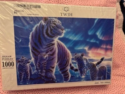 Rompecabezas Northern Lights 1000 piezas tigre blanco con cachorros 29,5x19,5 nuevo sellado Foto 1 de 3