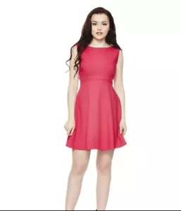 New French Connection Women Scarlet Classic Feather Ruth Dress 71EZS Red Size 8 - Picture 1 of 11