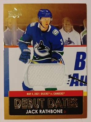 JACK RATHBONE 2021-22 UPPER DECK DEBUT DATES #DD-9 CANUCKS NM-MT  A2 - Image 1 of 2