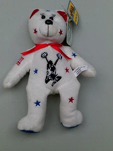 Cub Club Perky I Love To Cheer Cheerleader Red White Blue Stars Beanie Bear NWT - Picture 1 of 8
