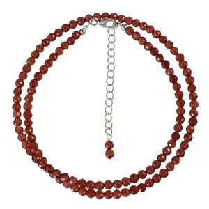 2-3MM A+ Natural Red Garnet Faceted Round Healing Gemstone Beaded 18" Necklace - Picture 1 of 8