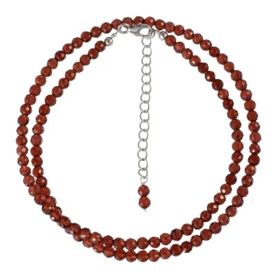 Collar de 18" con cuentas redondas facetadas granate rojo natural A+ de 2-3 mm Foto 1 de 4