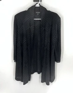 MING WANG Damen Cardigan Jacke offen vorne schwarz durchsichtig Perlenärmel Gr. Large - Bild 1 von 6