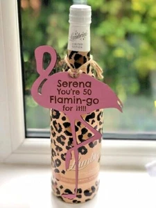 Personalised Birthday Gift Alcohol Bottle Keepsake Funny Flamingo Plaque For Her - Picture 1 of 1