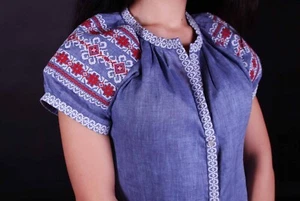 Blusa étnica Vyshyvanka tradicional bordada para mujer talla L - Imagen 1 de 11