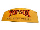 TOP SOX BETTER BY DESIGN WOOD ADVERTISING SIGN RED BLACK BOSTON SOCKS VTG 24X11