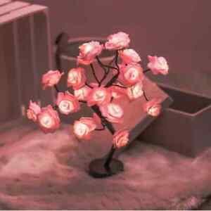 Flexible Led Rose Tree Table Lamp LED Rose Flower Fairy Tree Light Christmas