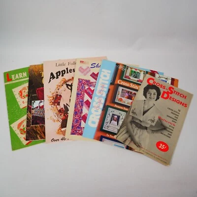 Crafting Cross-Stitch Needlework Sewing Booklet Lot Of 7 Vintage 1950s-1990s - Image 1 of 4