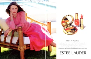 2001 Estee Elizabeth Liz Hurley makeup eyes lipstick lips 2-page MAGAZINE AD - Picture 1 of 1