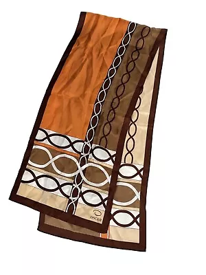 Bufanda cuello seda geométrica marrón y naranja Oscar De La Renta estilo años 70 vintage Foto 1 de 4