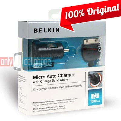 NEW Belkin Car Charger Micro Auto Vehicle Fast & USB Data Cable for iPad 3rd Gen - Image 1 of 4