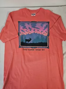 Vintage Rocky Mountain National Park T-Shirt Bright Coral Hanes Beefy-T USA XL Neu ohne Etikett - Bild 1 von 12