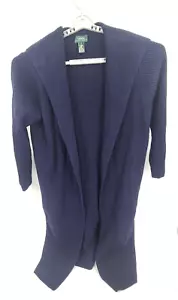 NWT Lauren Ralph Lauren Sweater Jacket Long Hooded Belted Rib Cotton Size 1xl - Picture 1 of 7