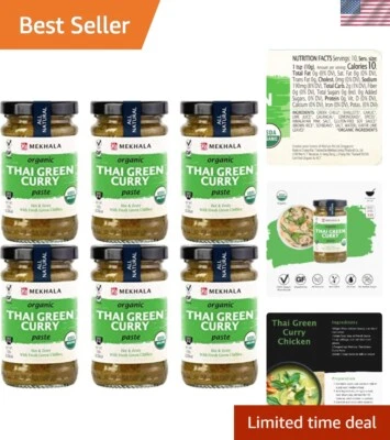 Pasta de curry verde tailandés orgánica - vegana y sin gluten, paquete de 6 (3,53 oz cada una) Foto 1 de 4