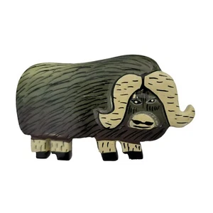 BOB MC CABE ORIGINAL Enamel Buffalo Yak Figural Brooch, M899 - Picture 1 of 5