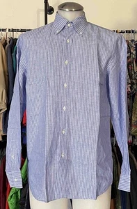 RALPH LAUREN PURPLE LABEL LEINEN BAUMWOLLE HEMD HERREN GRÖSSE 16 - GESTREIFT - Bild 1 von 3