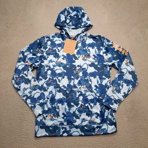 Simms Challenger Hoody Men Medium Camo Blue Orange Hoodie Sweatshirt Pullover - Picture 1 of 10