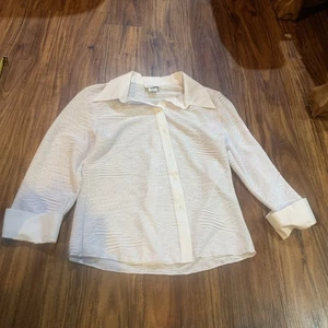 Vintage Claudia Richard Damen Gr. Medium Button Down Bluse Elfenbein Stylisch - Bild 1 von 3