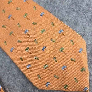 TOMMY HILFIGER Men's Tie Palm Trees Pineapple Peach EUC ITALY/USA - Picture 1 of 6
