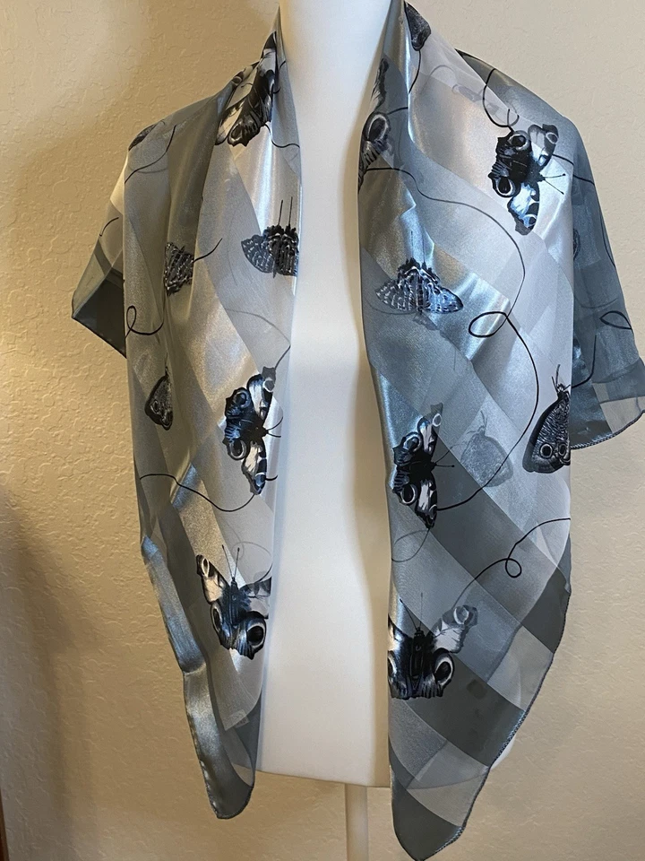 Mujer Gris Mariposa Bufanda Mantón Hada Verano Chic Caprichoso Foto 1 de 4