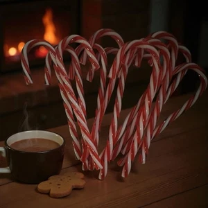 VTG Candy Cane Ornaments Red White Twisted Plastic Set Of 12 - Picture 1 of 9