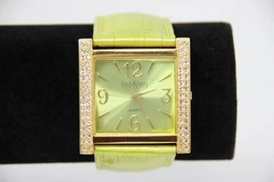 Orologio da polso donna Joan Rivers V377 - cinturino in pelle verde largo tono oro 9" - Foto 1 di 8