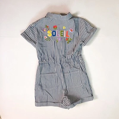 Mameluco de mezclilla a rayas azul Mini Boden, talla 9/10 Foto 1 de 4