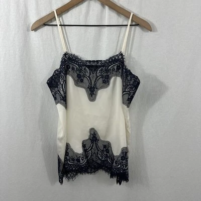 Camiseta sin mangas The Impeccable Pig azul marfil con ribete de encaje cami para mujer talla L romántica Foto 1 de 4