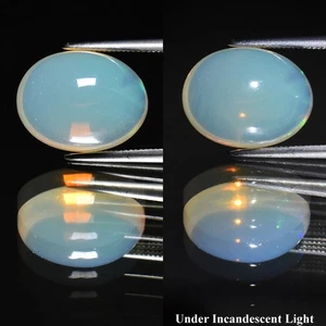 π 4.88ct 13.3x10.2mm Oval Cabochon Natural White Opal - Color Play Ethiopia Gem - Picture 1 of 6