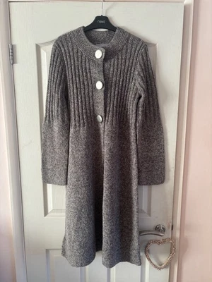 Wallis Women’s Medium Long Cardigan House Coat Grey 30% Wool - Image 1 of 4