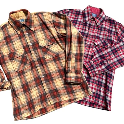 Lot/ TWO Vintage 80’s MACY’s Wool Blend Men’s Medium Work Shirts Casual Plaid - Image 1 of 4