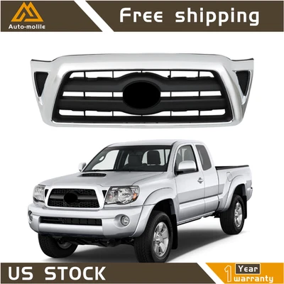 Parrilla delantera cromada con parrilla negra para Toyota Tacoma 2005 2006-2010 2011 Foto 1 de 4