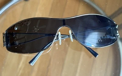 Vntg CHANEL 4073-B щит солнцезащитные очки с чехлом Cristal CC логотип Y2K редкая - Изображение 1 из 4