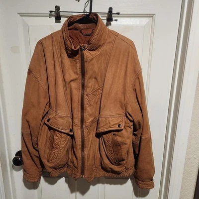 Chaqueta de cuero vintage solo para miembros para hombre 44 gamuza bombardero edredón forrado años 80 Foto 1 de 4