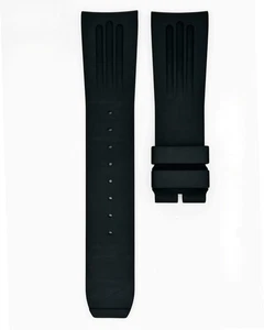 NEW Authentic BAUME MERCIER Black Rubber Watch Strap Band 23 x 20 mm RARE - Picture 1 of 2