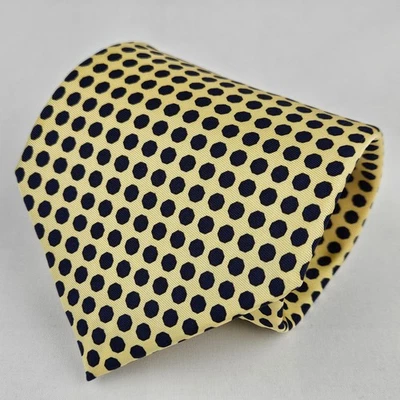 Corbata Ralph Lauren Etiqueta Verde Azul Amarillo Lunares 100% Seda Hecha en EE. UU.  Foto 1 de 4