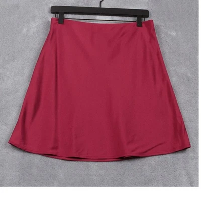 J CREW Red Satin Mini Bias Slip Skirt A Line Holiday Party Whimsigoth Sz S - Image 1 of 4
