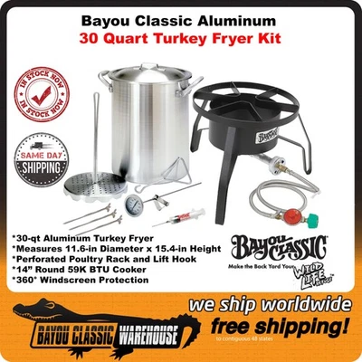 Kit de freidora de pavo de aluminio de 30 cuartos ~ cocina redonda de aves de 18 lb 59 k BTU Foto 1 de 4