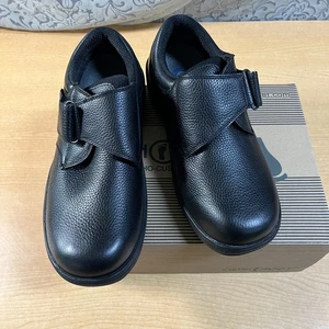 Orthofeet 510 Mens Size 9.5 X Wide Black Leather Orthopedic Pain Relief Shoes - Picture 1 of 7