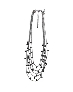 Premier Designs Multi-layered Gunmetal Gray Black Beaded Necklace 18" Gothic EUC - Picture 1 of 5